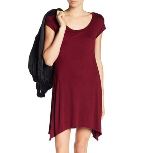 NWT Nordstrom's H by Bordeaux Maroon/Wine Swing T-Shirt Dress - SIZE MEDIUM - Picture 3 of 7